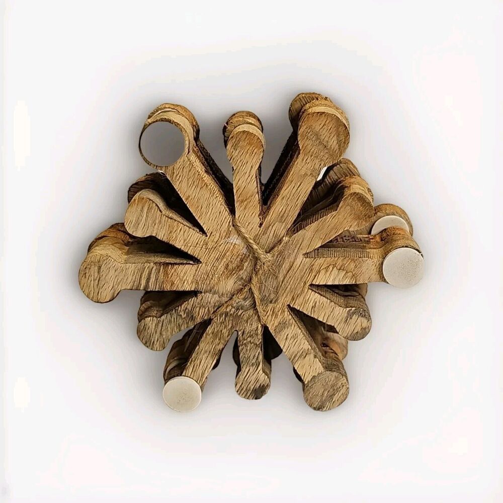 4" 4pk Wooden 3-D Snowflake Coasters New Christmas Holiday Decor - Picture 5 of 7